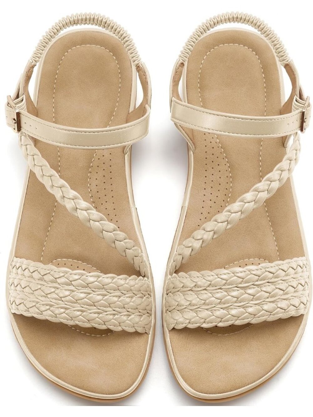 Women's Apricot Summer Comfortable Strappy Flats Casual Walking Beach Sandals